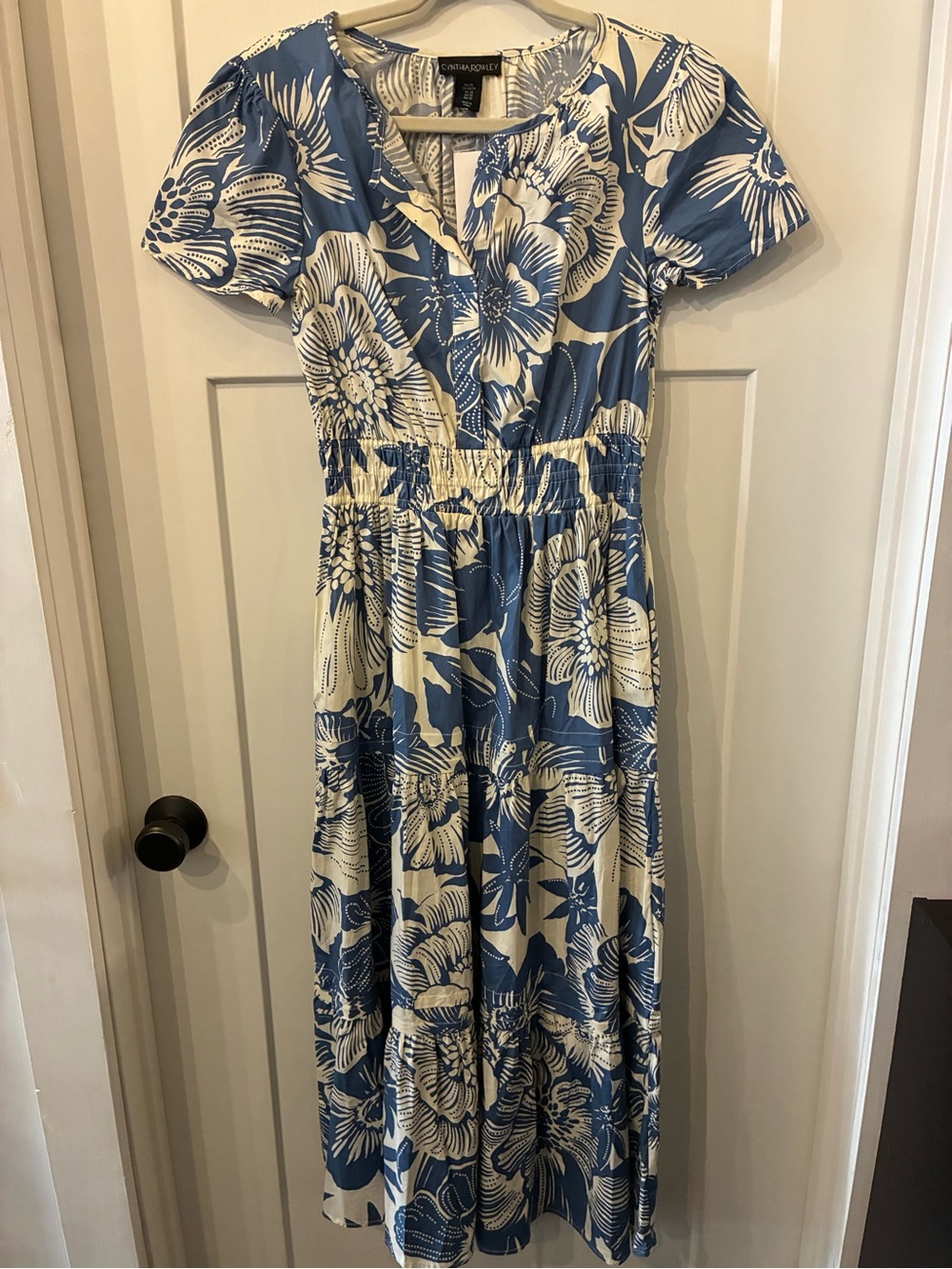 Cynthia Rowley Blue and White Floral Maxi Dress